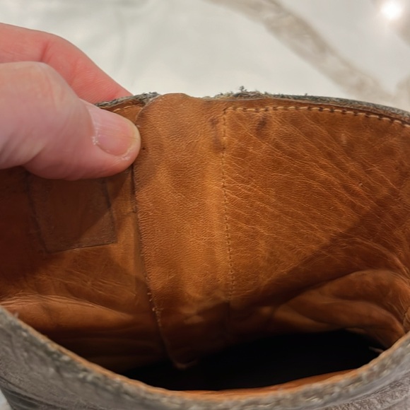 GUC Shabbies Amsterdam leather dark taupe 2” heel distressed look ankle boots - Picture 13 of 15